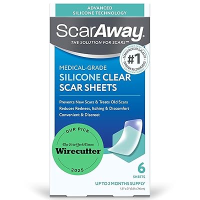 Advanced Clear Silicone Scar Sheets, Medical Grade Silicone Strips (1.5" x 3") Scar Treatment and Prevention for Surgical, Burn, Body, Hypertrophic & Keloid Scar Treatment, 6 Clear Sheets