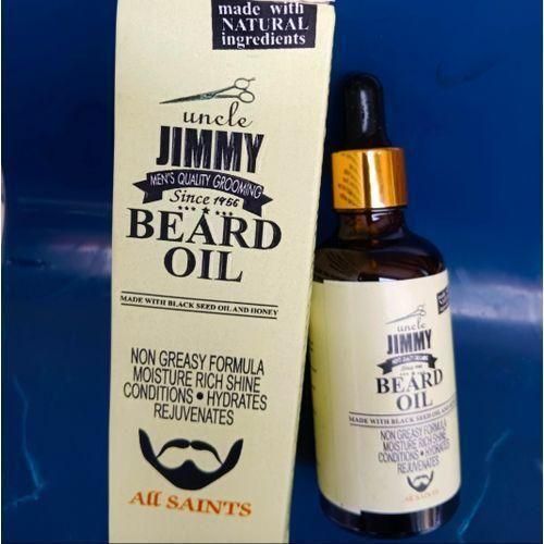 Uncle Jimmy Beard Growth Oil with Biotin Natural Beard Care for Thicker, Fuller Healthier Beard Men's Facial Hair Treatment for Grooming Increases Thickness and Volume 2 Fl Oz
